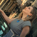 Collana e orecchini in vetro di Murano