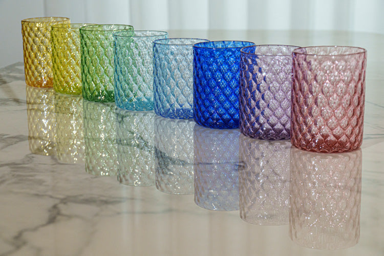 Set di 8 bicchieri multicolore in vetro di Murano
