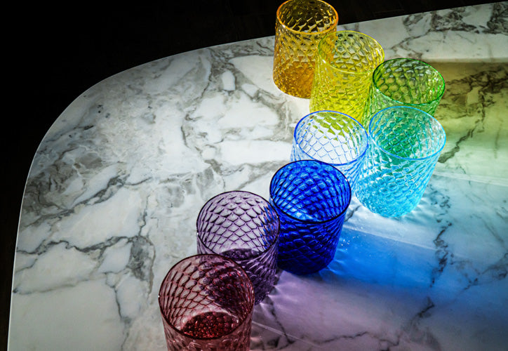Set di 8 bicchieri multicolore in vetro di Murano