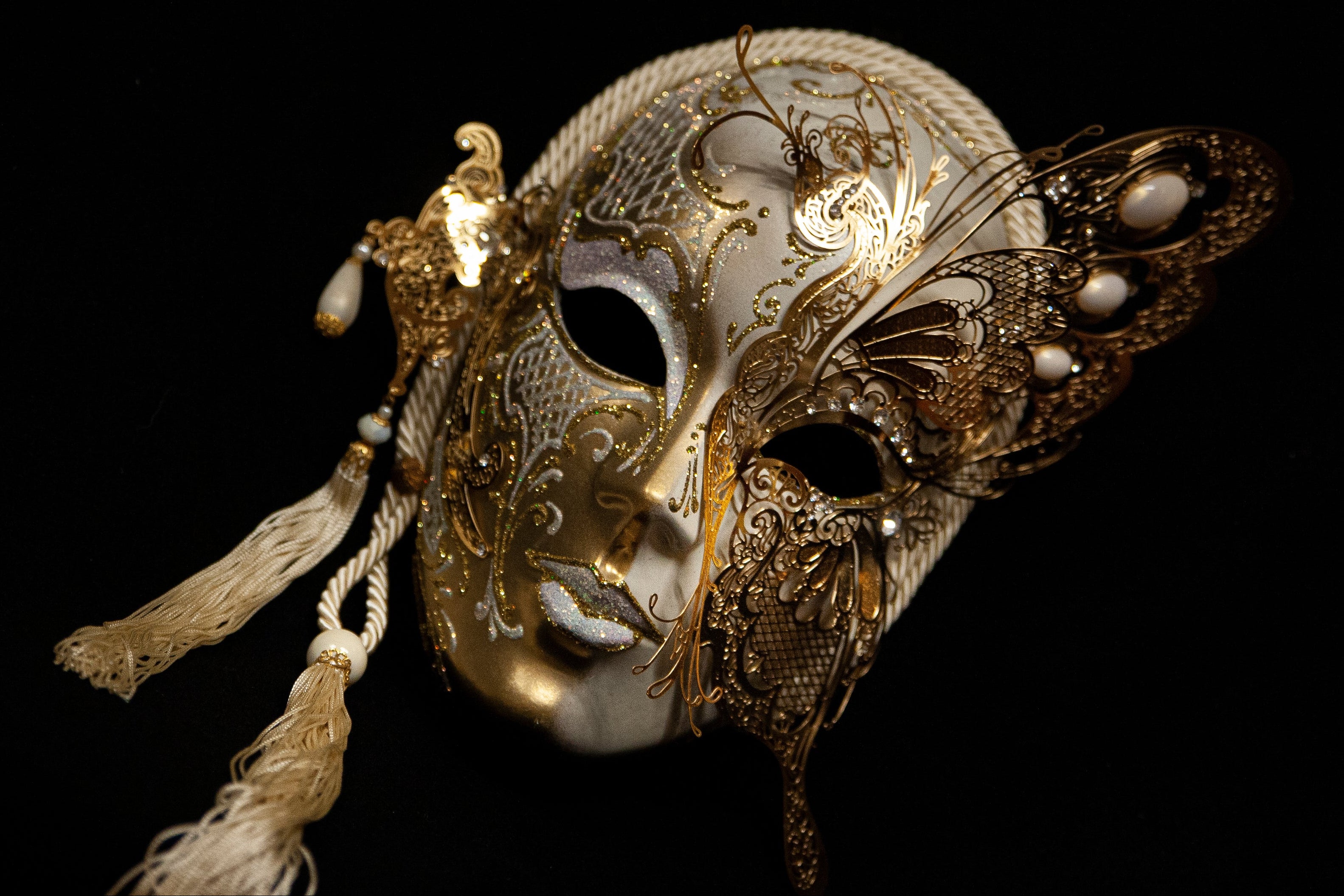 Maschera originale Veneziana in cartapesta e metallo