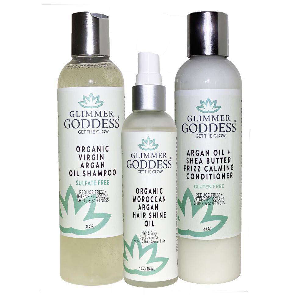 Organic Argan Oil - Shampoo + Conditioner + Hair Shine Spray